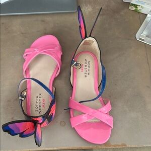 Sophia Webster mini butterfly sandals size 32 Pink and Blue Cross-Strap Sandals